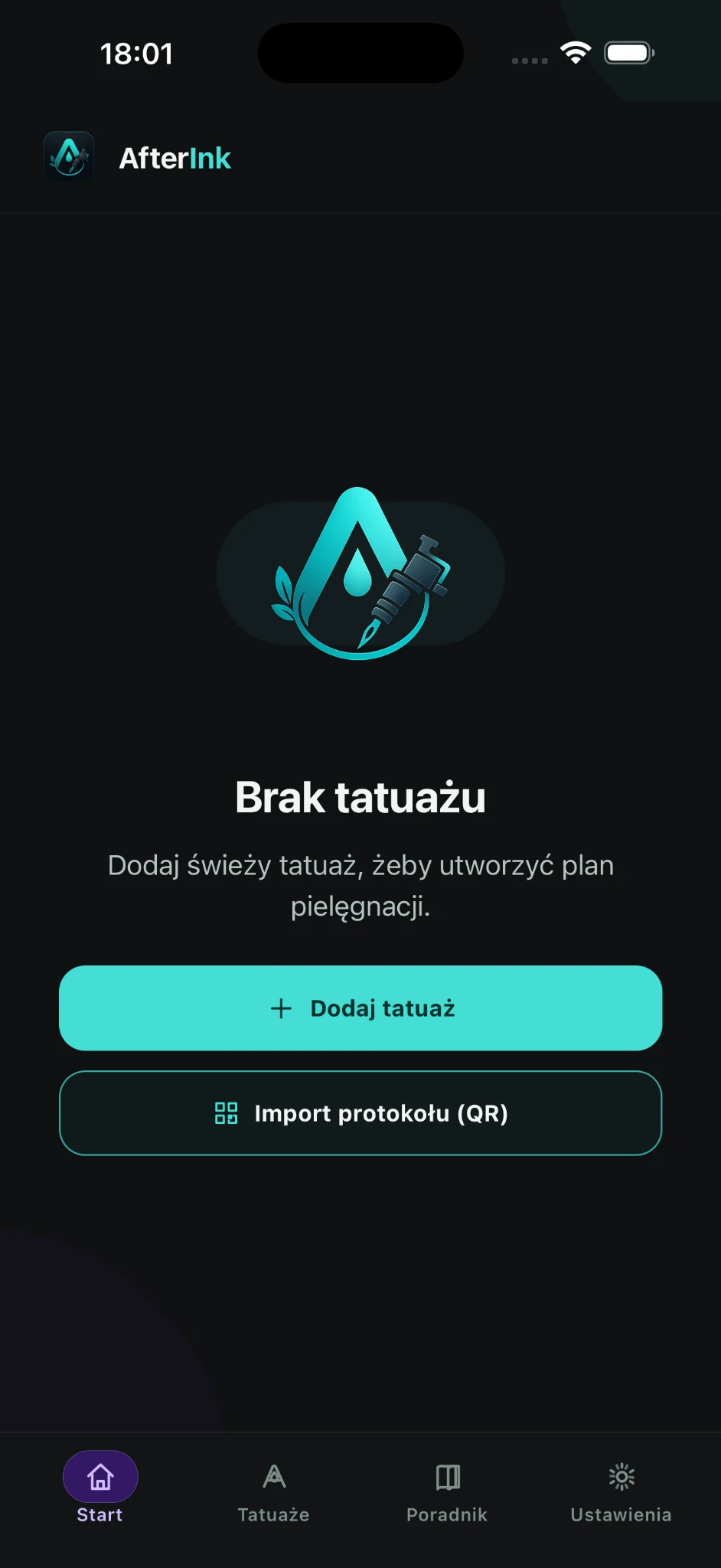 Add your first tattoo screen in AfterInk
