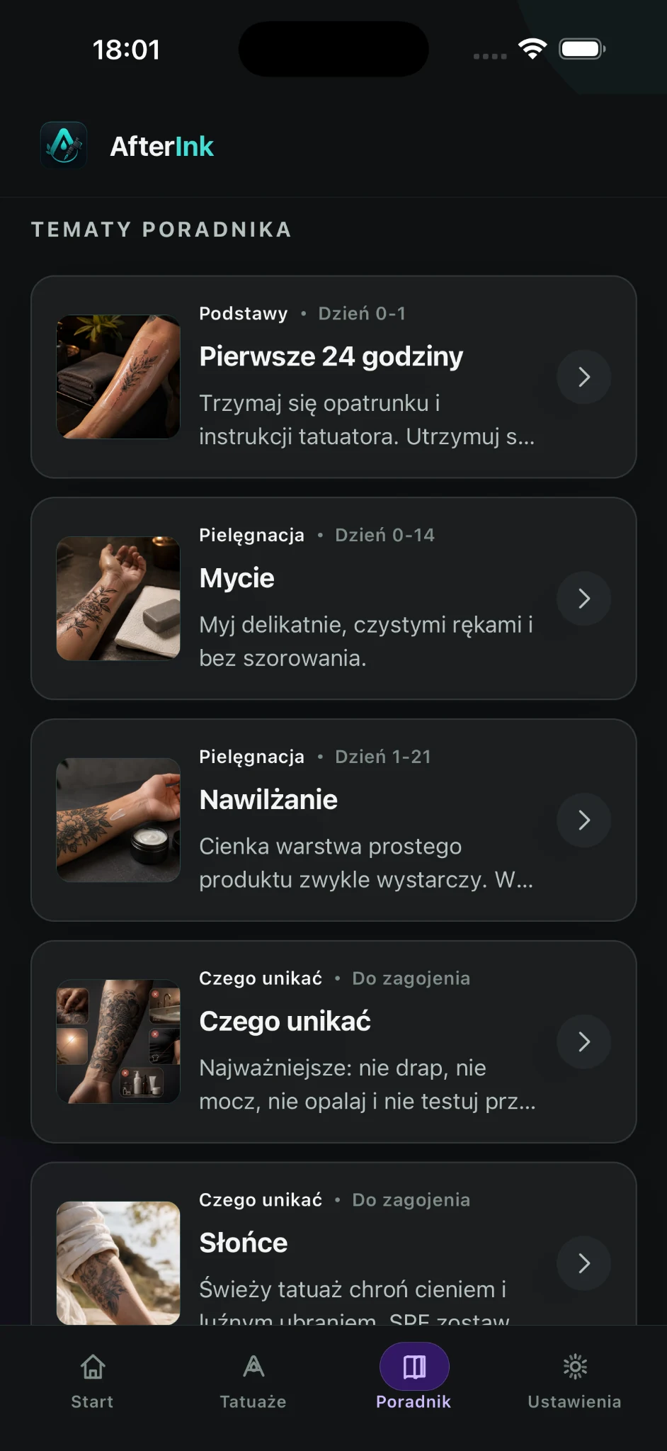 Tattoo aftercare guide in AfterInk
