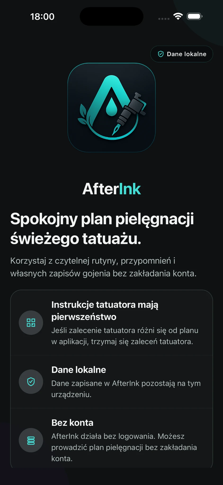 AfterInk welcome screen